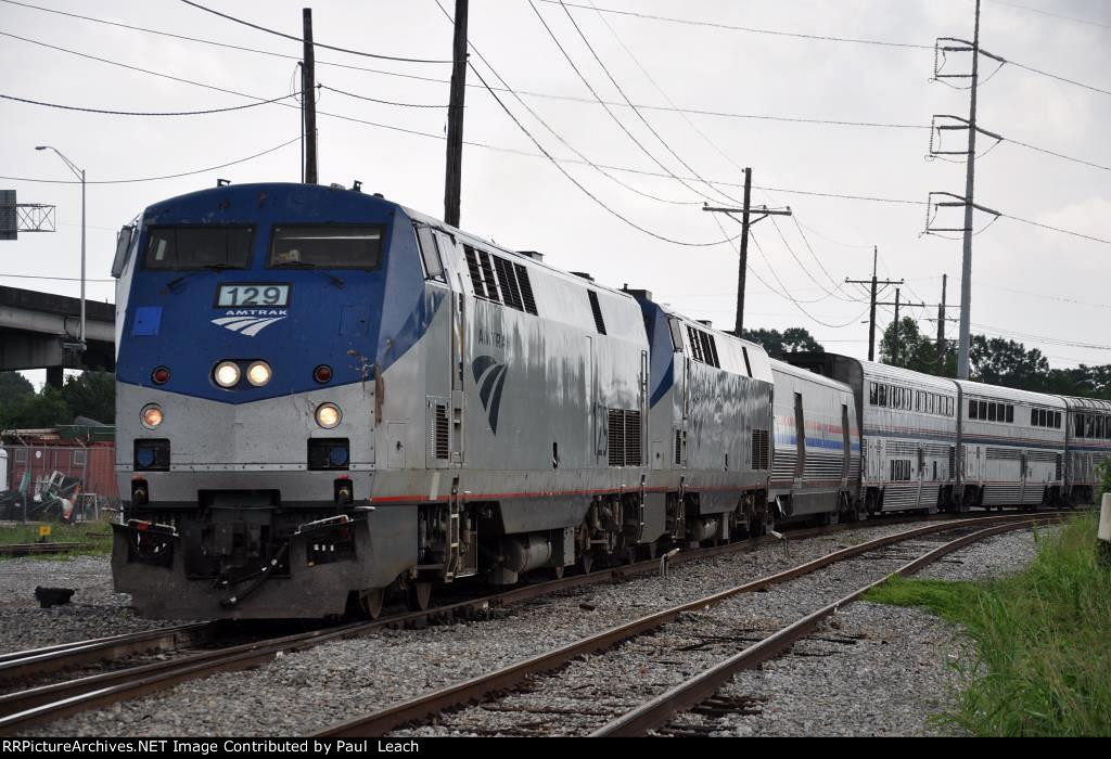 Westbound "Sunset Limited" at the approaches to the bridge